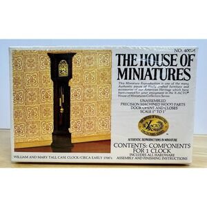 The House of Miniatures Kit William & Mary Tall Case Clock 1700's #40018 Sealed